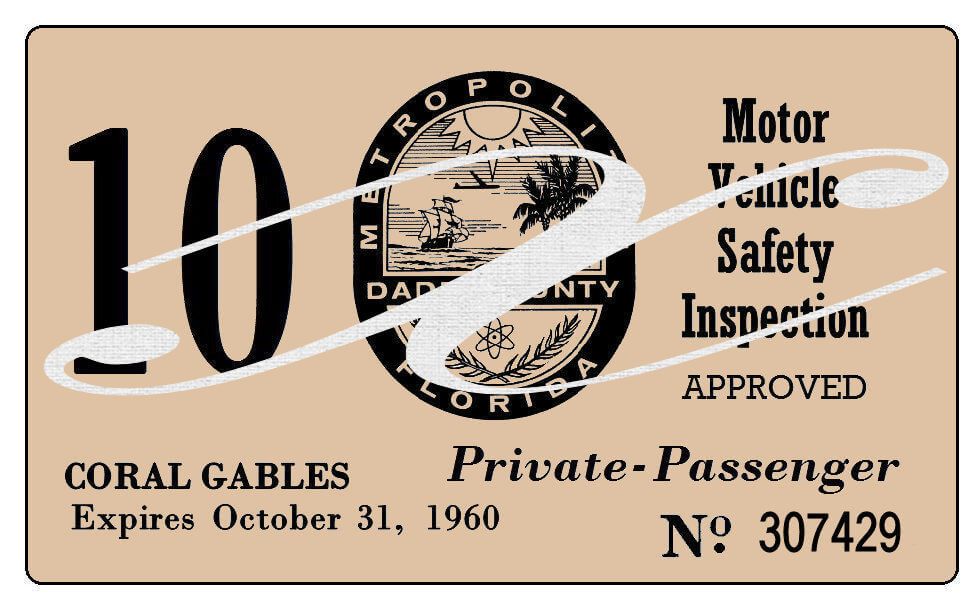 (image for) 1960 Coral Gables Safety Check Inspection sticker